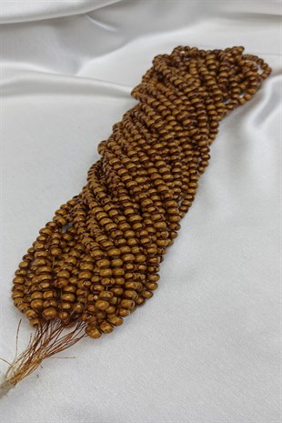 Sarı Kahve Desenli Dizi Cam Boncuk 8 mm