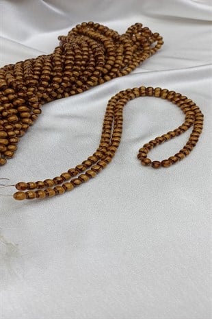 Sarı Kahve Desenli Dizi Cam Boncuk 8 mm