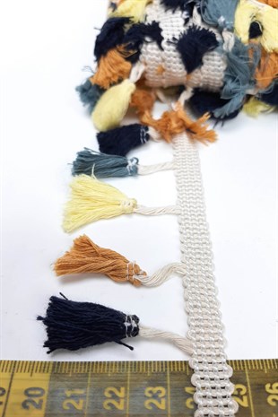 Sarı Kahve Pamuklu Saçak Püskül