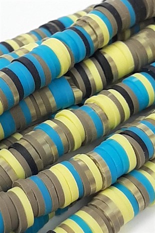 Sarı Mavili Fimo Hamur Boncuk 6 mm