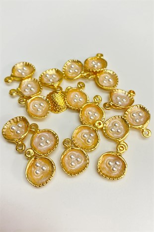 Yellow Enameled Clam Shell Pendant 1 Pcs