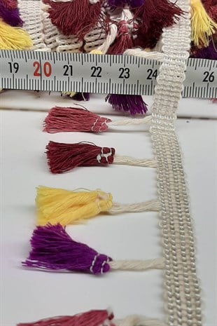 Sarı Mor Mürdüm Pamuk Saçak Püskül