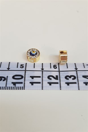 Yellow Stone Cylinder Evil Eye Bead