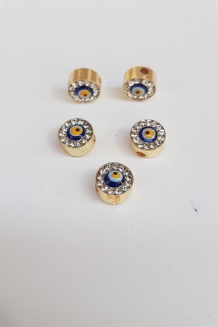 Yellow Stone Cylinder Evil Eye Bead