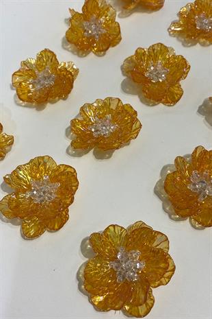 بروش لؤلؤة مطرزة باللؤلؤ الأصفر من أوراق اللؤلؤ