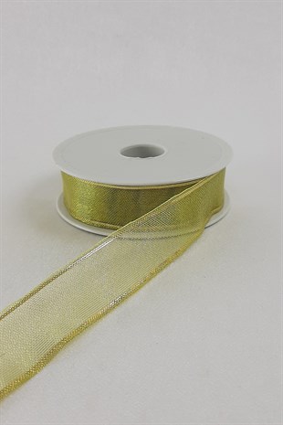 Sarı Simli Organze Kurdele  2,5 cm