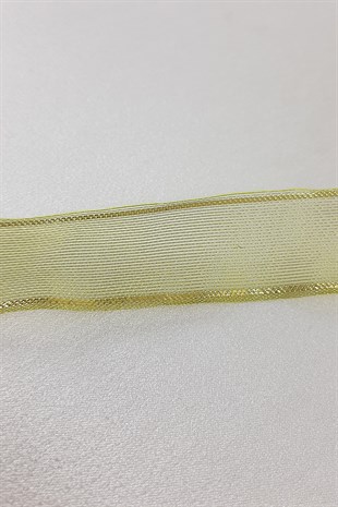 Sarı Simli Organze Kurdele  2,5 cm