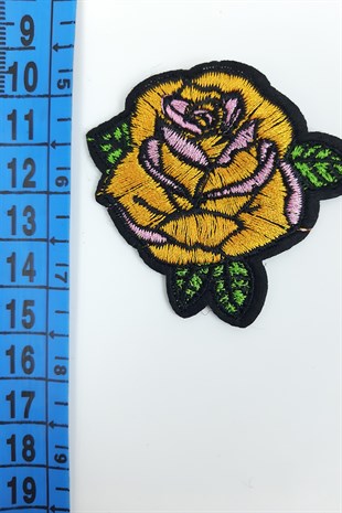 Sarı Yeşil Yapraklı Dik Çiçek Arma (Yama)