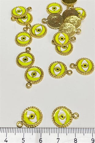 Yellow Round Eye Motif Pendant 1 Pcs