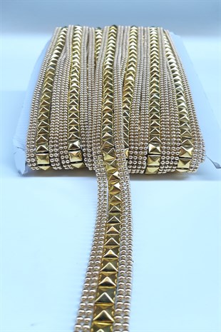 Yellow Staple Pattern Embroidered Ribbon 2Cm