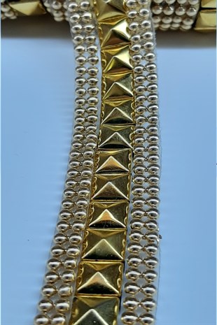 Yellow Staple Pattern Embroidered Ribbon 2Cm