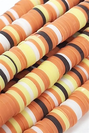 Sarılı Kahveli Fimo Hamur Boncuk 6 mm