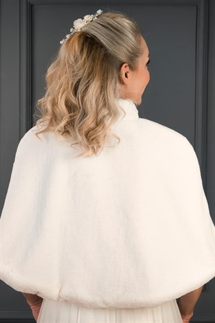Satin Bow Collar Fur Etol Bridal Bolero
