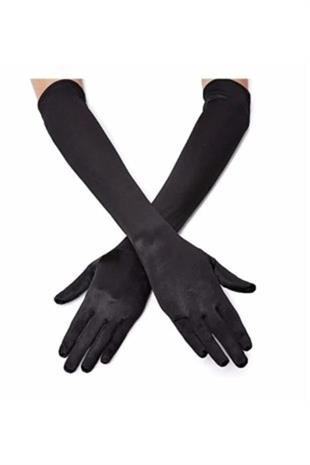 Saten Likrali Uzun Esnek Dans & Opera Eldiveni - (48 CM)