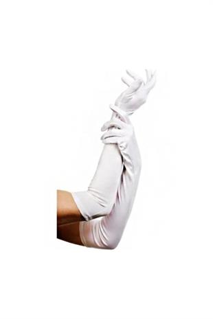 Saten Likrali Uzun Esnek Dans & Opera Eldiveni - (48 CM)