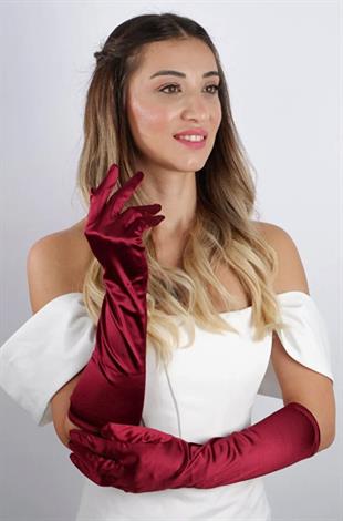 Saten Uzun Abiye Eldiven Opera  38 Cm Boy Nişan Düğün Balo Gece Elbisesi Şık Aksesuar