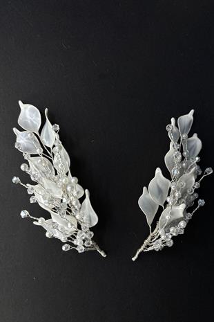 Satia Sedef Reçine 2 Li Yaprak Saç Ve Türban Gelin Aksesuarı