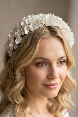 Pearlescent Floral Bridal Tiara with Crystal Embellishments, Henna and Engagement Hair Accessory