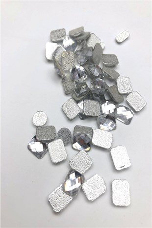 Transparent Rectangle Iron-on Glass Stone Beads 25 gr