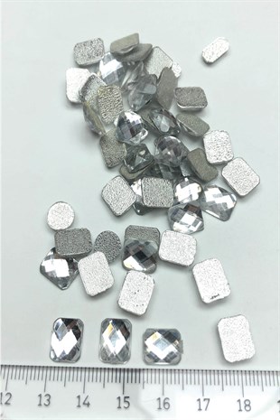 Transparent Rectangle Iron-on Glass Stone Beads 25 gr