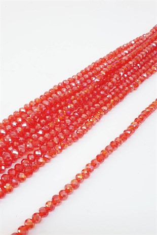Şeffaf Açık Kırmızı Kristal Boncuk 6 Mm