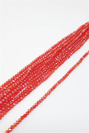 Şeffaf Açık Kırmızı Kristal Boncuk 6 Mm