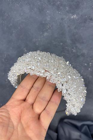 Transparent Asu Henna Bridal Tiara with Dense Beadwork