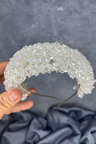 Transparent Asu Henna Bridal Tiara with Dense Beadwork