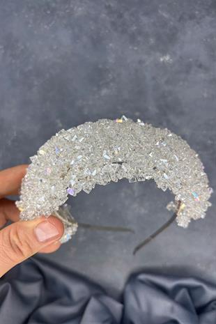 Transparent Asu Henna Bridal Tiara with Dense Beadwork