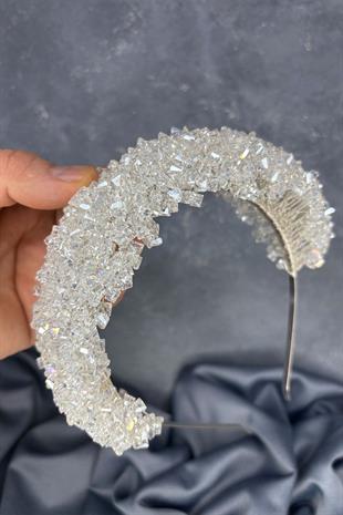 Transparent Asu Henna Bridal Tiara with Dense Beadwork