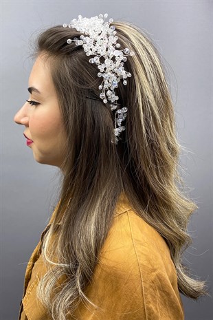 Transparent White Asian Crystal Bridal Hair Accessory