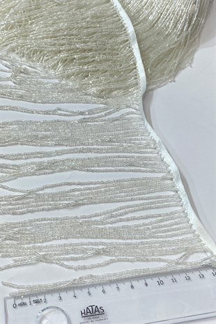 Şeffaf Beyaz Boncuklu 15 cm Saçak Püskül