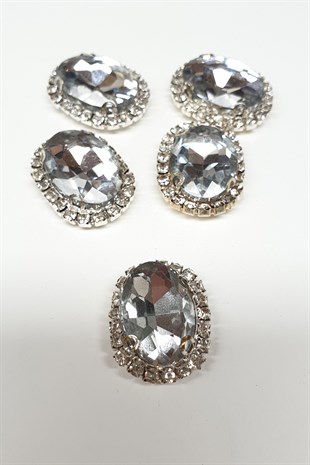 Şeffaf Beyaz Oval Kasalı Dikme Taş