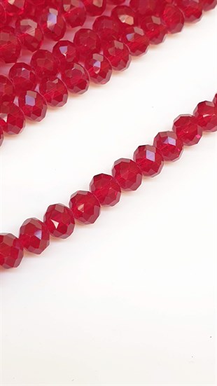 Şeffaf Bordo Kristal Boncuk 8 mm