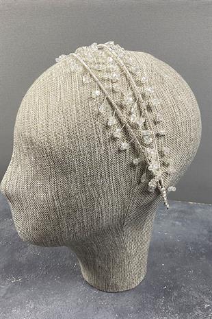 Transparent Double Row Leva Crystal Beaded Bridal Henna Crown