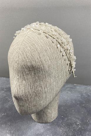 Transparent Double Row Leva Crystal Beaded Bridal Henna Crown