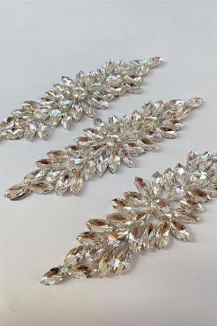 Şeffaf Damla Mekik Taşlı Ütüyle Yapışan Parlak Taşlı Aplik