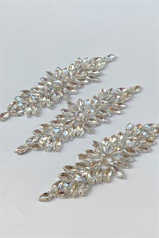 Şeffaf Damla Mekik Taşlı Ütüyle Yapışan Parlak Taşlı Aplik