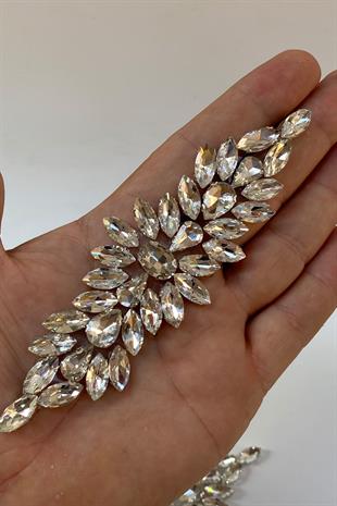 Şeffaf Damla Mekik Taşlı Ütüyle Yapışan Parlak Taşlı Aplik