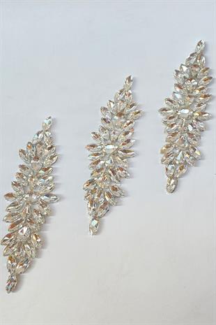 Şeffaf Damla Mekik Taşlı Ütüyle Yapışan Parlak Taşlı Aplik