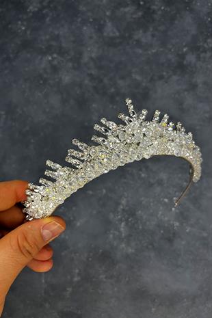 Transparent Silver Edis Beaded Bridal Henna Tiara