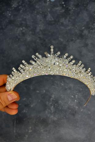 Transparent Silver Edis Beaded Bridal Henna Tiara
