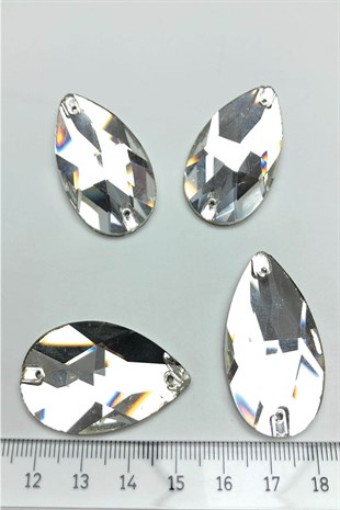 Şeffaf İri Damla Dikme Kristal Sworovski Boncuk 5 Adet