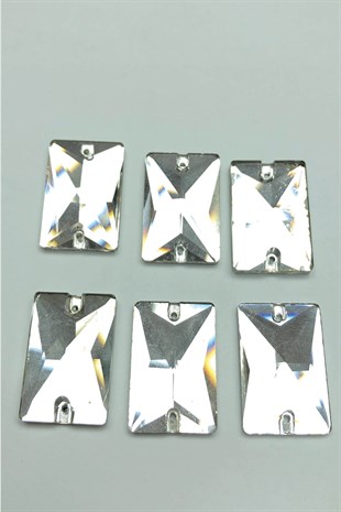 Şeffaf İri Dikdörtgen Dikme Kristal Sworovski Boncuk 5 Adet