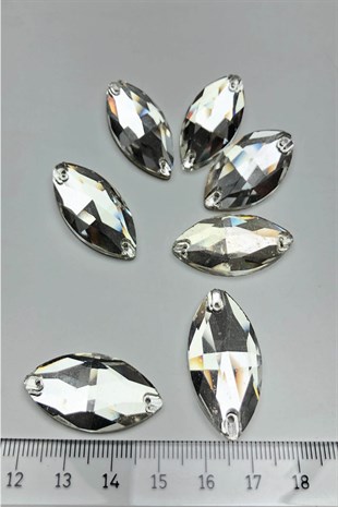 Şeffaf İri Mekik Dikme Kristal Sworovski Boncuk 5 Adet