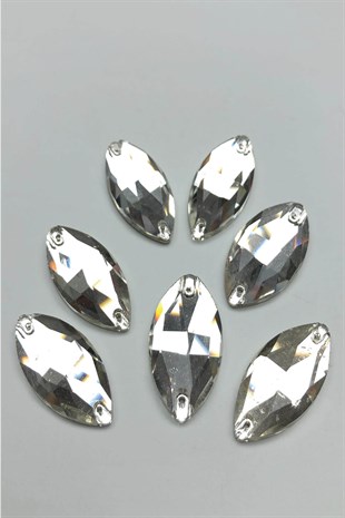 Şeffaf İri Mekik Dikme Kristal Sworovski Boncuk 5 Adet