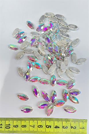 Şeffaf Janjanlı  Kasalı Dikme Parlak Cam Mekik Boncuk 10 Adet