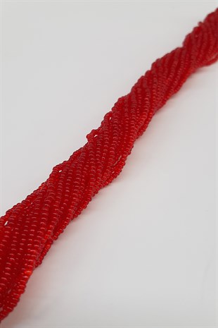 Şeffaf Kırmızı Dizi Kum Boncuk