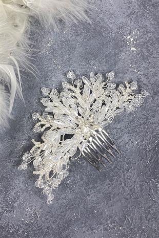 Transparent Crystal Embroidered Side Comb Hairclip Bridal Hair Accessory