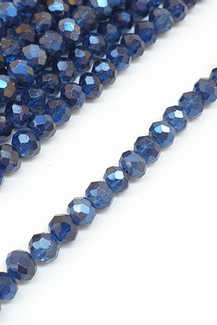 Şeffaf Lacivert Kristal Boncuk 6 Mm
